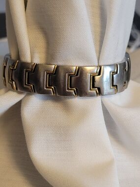 Men's 9" Magnetic Stainless Steel Bracelet in Gold and Silver Tones